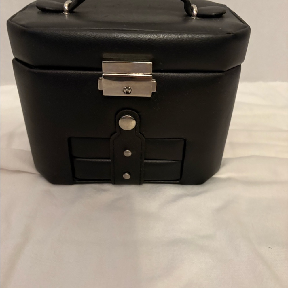 Sleek Black Leather Jewelry Box